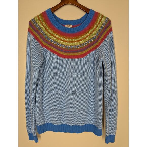 MOSSIMO Fairisle Sweater Icelandic Pattern Jumper Blue Rainbow Women's Size XXL - Picture 1 of 7